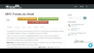 Secured MVC Forum on Windows 2012 R2  Deploy on Azure , AWS and Google Cloud Platform.