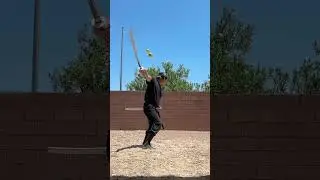 No-look over the shoulder cut with a katana #shortsfeed #shorts #shortvideo #sword #cuttingskills