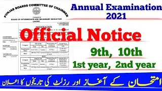 Annual examination 2021 Matric, inter, | Official date announced exams 9th, 10th, Class 11, Class12
