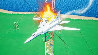 TOWER vs PLANES - Airplane Crash in BRICK RIGS