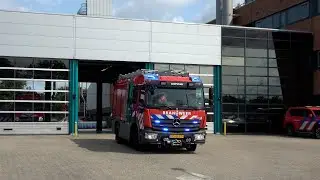 PRIO1 | Uitruk Brandweer Lelystad voor melding brand wegvervoer op de IJsselmeerdijk