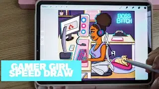 GAMER GIRL SPEED DRAW 🎮🕹️🙅🏾‍♀️