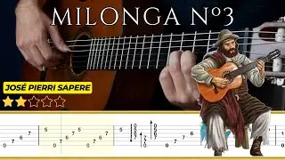 MILONGA Nº3 🎸 José Pierri Sapere || Classical Guitar Tutorial + TABS