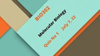 BIO302 Molecular Biology Quiz No 2