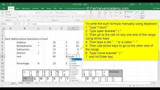 Excel 3 4 The basic calculations Sum & Percentage