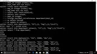 Creating new tables in Sqlite( ddl practice)