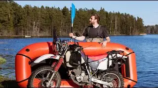 First test of motorcycle packraft