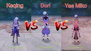 Dori vs Keqing vs Yae Miko!!! Who is best Electro + Dendro reaction User!! DMG COMPARISON