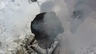 Картошка с мясом в казане.