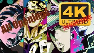 JoJo's Bizarre Adventure | All Openings 4k (Remastered with Neural Network AI)