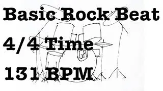 Basic Rock Drum Beat - 131 BPM - 4/4 Time - Metronome Loop 131BPM - Rock Beat - Drum Backing Track