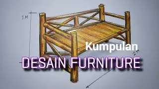 Cara Menggambar Desain Furniture Meja dan Kursi Unik Dari Bahan Limbah Kayu