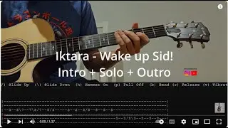 Iktara - Wake Up Sid Intro | Solo | Outro | Acoustic Guitar Lesson with tabs on screen #wakeupsid