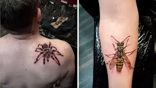 Hyper-Realistic Tarantula And Wasp Tattoos
