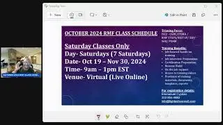 OCTOBER 2024 RMF CLASS SCHEDULE - Last Class for 2024