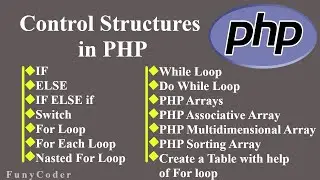 Control Structures In PHP | If, Else, Else if, Switch, For loop, For Each, Nested For #funycoder