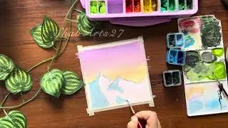 How to paint mountains/Easy Gouache painting for beginners/ Mountain painting