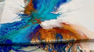 Acrylic Pouring with Satin Enamel, Metallic Gold, Copper, Dutch Pour pearl cells, Art ASMR
