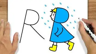COMO DESENHAR UM MENINO NA CHUVA COM A LETRA R