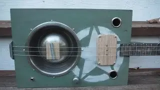 WWII Dog Bowl Resonator - 3 string Electric Cigar Box Guitar