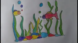How To Draw Scenery of Ocean Bottom Step By Step very easy