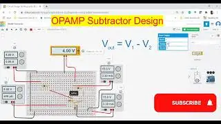 OPAMP Subtractor Design in TinkerCAD