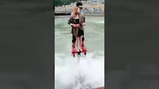 Waterpark Flyboard Water jetpack she really enjoy it #viral #trending #shortsfeed #shorts #adventure