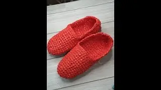 Вязание тапочек крючком из пакетной пряжи.