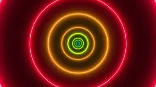 Circle Neon Light Tunnel VJ Loop. Video Overlay. Moving Background. Video Background Graphics