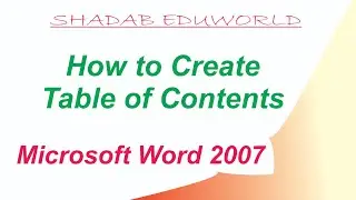 Table of Contents in Ms Word 2007