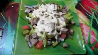 Острый салат со свиным языком