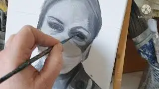 Angie's Portrait i Black and white acrylics for #portraitsfornhsheroes  #NHSheros