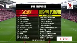 Liverpool and Dortmund fans sing You'll Never Walk Alone, August 10 2014