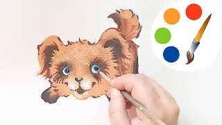 One Stroke, How to paint a playful puppy with flat brushes