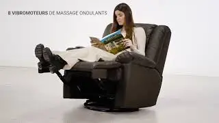 ECODE® Canapé massant rotatif en cuir. Chaleur au bas du dos. Disponible en marron et noir ECO-8615