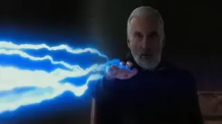 Count Dooku Attack Yoda With Force Lightning