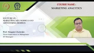 Lecture 29: Marketing Mix Models and Advertising Models