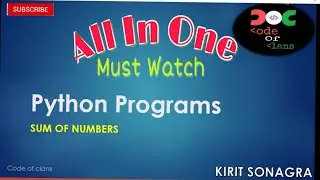 Python Programs 1: Python Programs To Sum Of Numbers |Two Number s| n Numbers & space separated nums