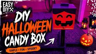 DIY HALLOWEEN DECORATION JACK-O-LANTERN CANDY HOLDER | Made from scrap wood #halloween #decoration