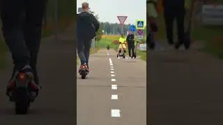 A spectacular appearance on an electric scooter
