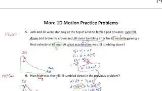 1-D Motion Unit Review (Math Portion)