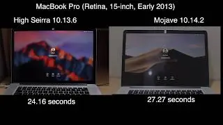 Mojave 10.14.2 vs High sierra 10.13.6 boot test | App opening test