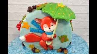 🌂☔ UMBRELLA made of CHOCOLATE glaze!💧 FOX made of HOMEMADE MASTIC!🦊 PUDDLES made of JELLY!🍁🍂Part ...
