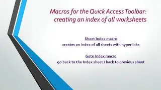 Excel Sheet Index Macro