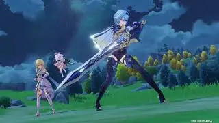 Eula protects Lumine from Fatui Cutscene - Genshin Impact