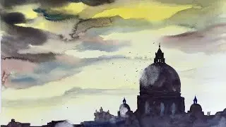 How to draw sky with watercolor | sunset sky painting tutorial