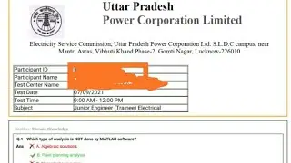 UPPCL JE 7 SEP 2021 FULL PAPER ! CUTOFF AFTER ANSWER KEY !
