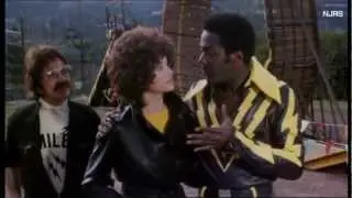 VictoriaPrincipal in top to toe leather trouser suit
