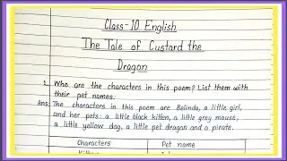 The tale of custard the dragon class 10 question answer | class 10 english poem 10 question answer |
