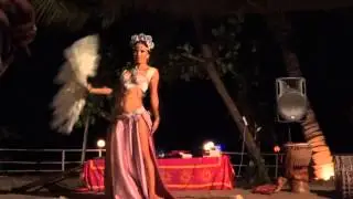 Tribal Fusion Belly Dance with burlesque feathers fans by Jiva. Live music by Jyoti